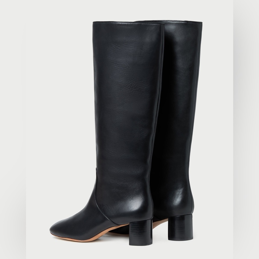 Loeffler Randall Gia Black Leather Tall Boots Sz 6B Almond Toe Mid Heel RT$695 - Picture 6 of 9